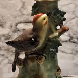 Source Unknown Glazed Ceramic Bird Figurine in Red, Green, Brown, Cream
